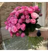 Букет кустовых пионовидных розовых роз 3